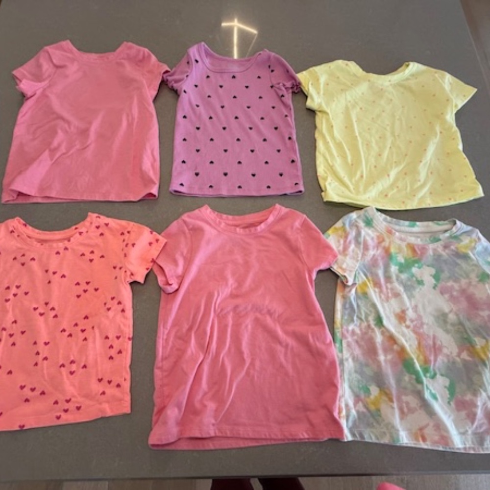 Bundle 12 Little Girl Short Sleeve (10) &  Sleeveless (2) Cotton XS T-Shirts & S - Picture 4 of 6